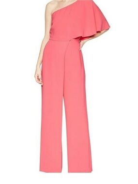 Tahari ASL One-Shoulder Asymmetric Ruffle-Sleeve Wide-Leg
Jumpsuit size 2